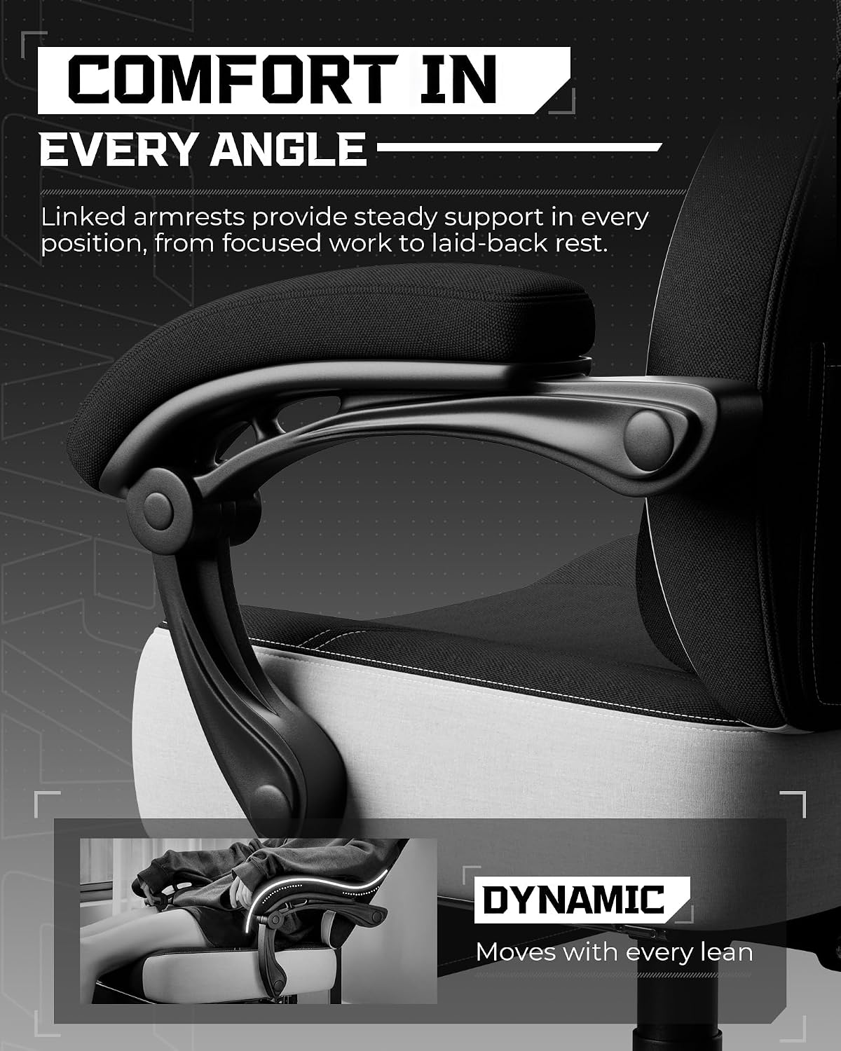 Detalle de LUCKRACER LR408 Gaming Chair with Memory Foam and Reclining Backrest