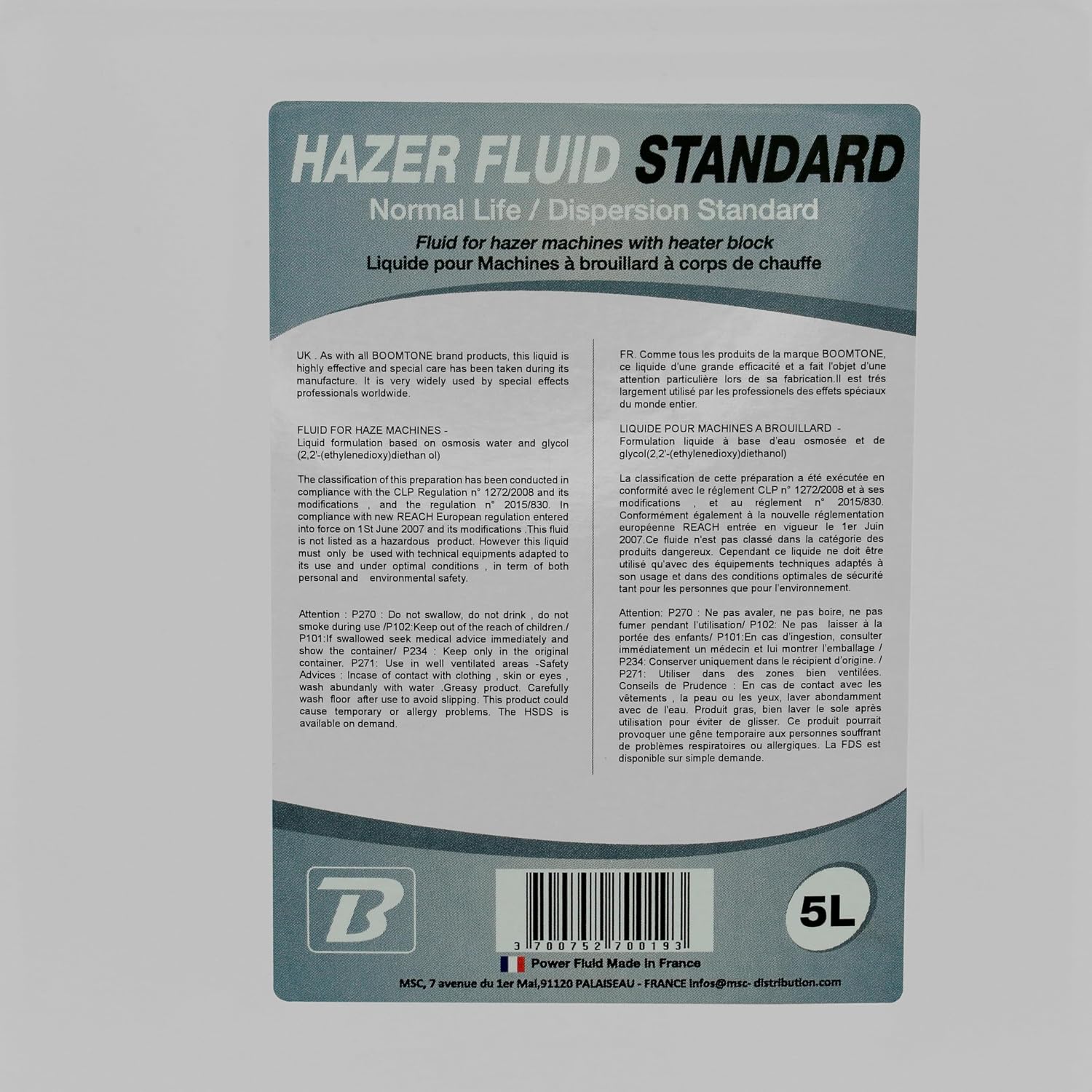 Thumbnail 3 de BoomToneDJ Hazer Fluid Standard 5L – Argile liquide neutre pour machine à brouillard
