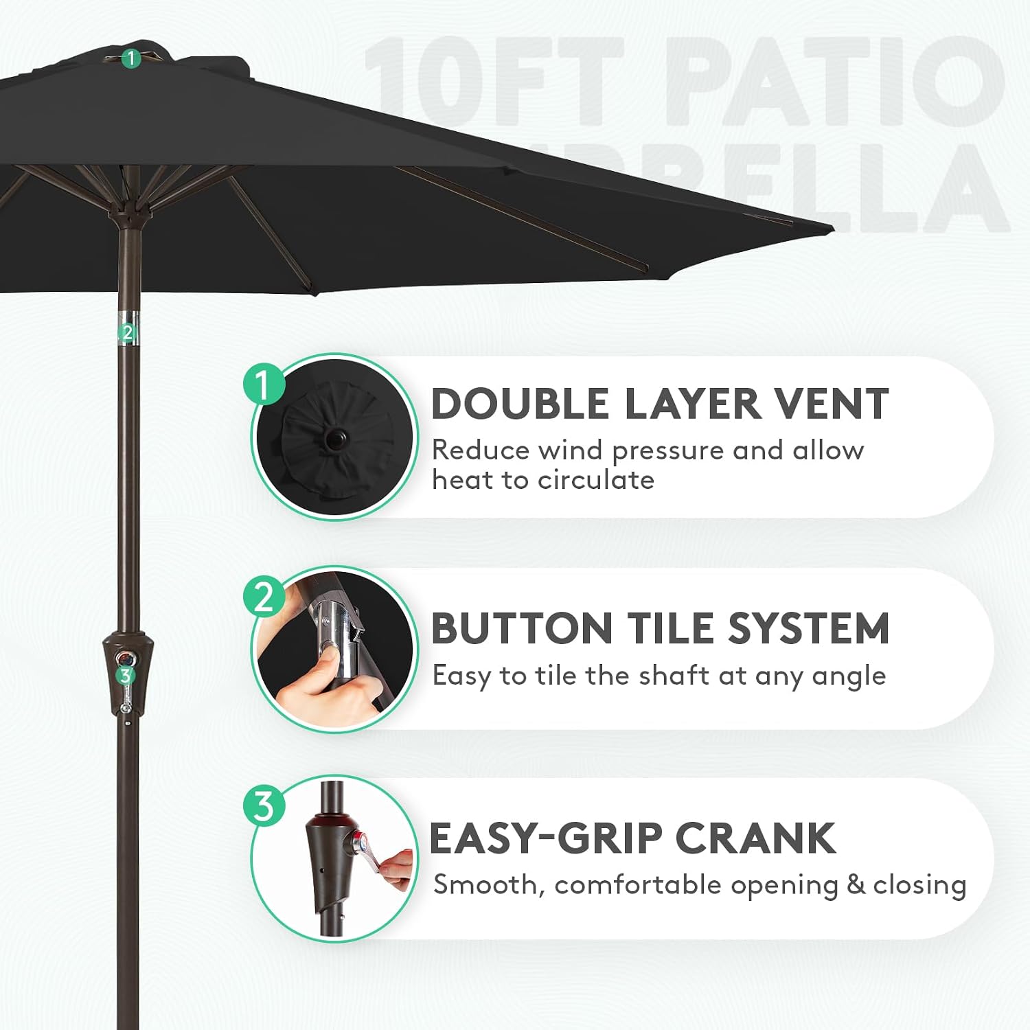 Detalle de JEAREY Patio Umbrella 10-Foot