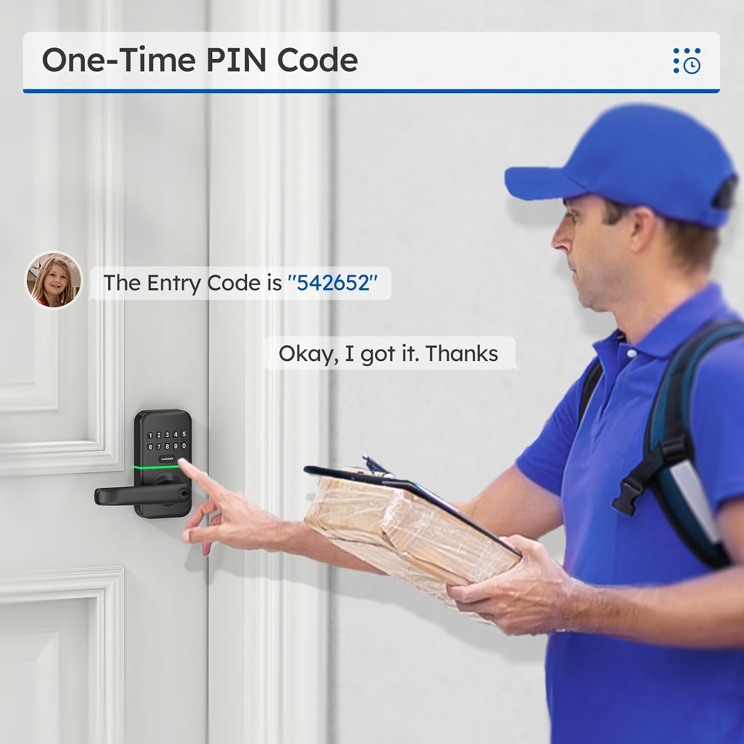 Detalle de KUCACCI Keypad Smart Door Knob with Auto-Lock and Backlit Keypad