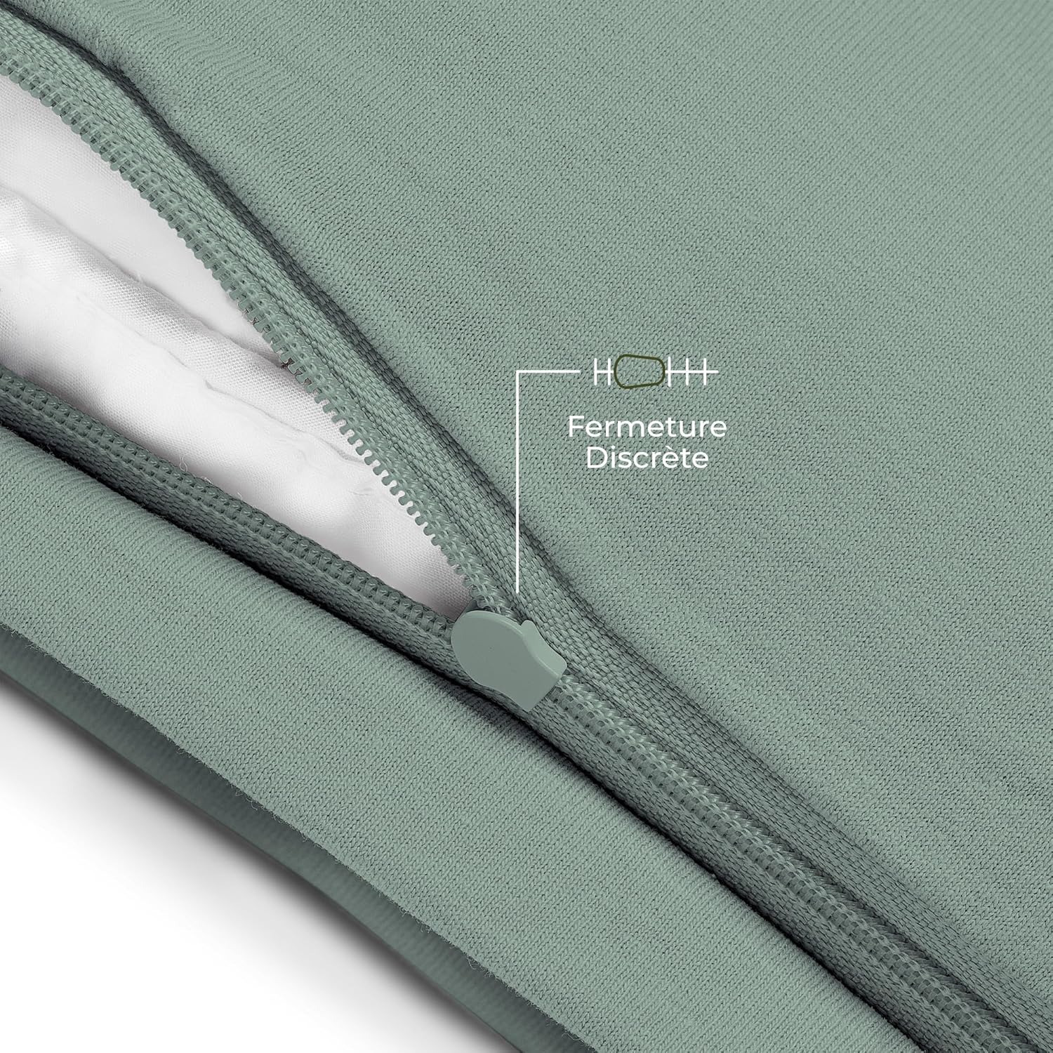 Thumbnail 3 de Dreamzie Taie d’oreiller 60x60 cm en coton biologique (lot de 2) vert, fermeture éclair