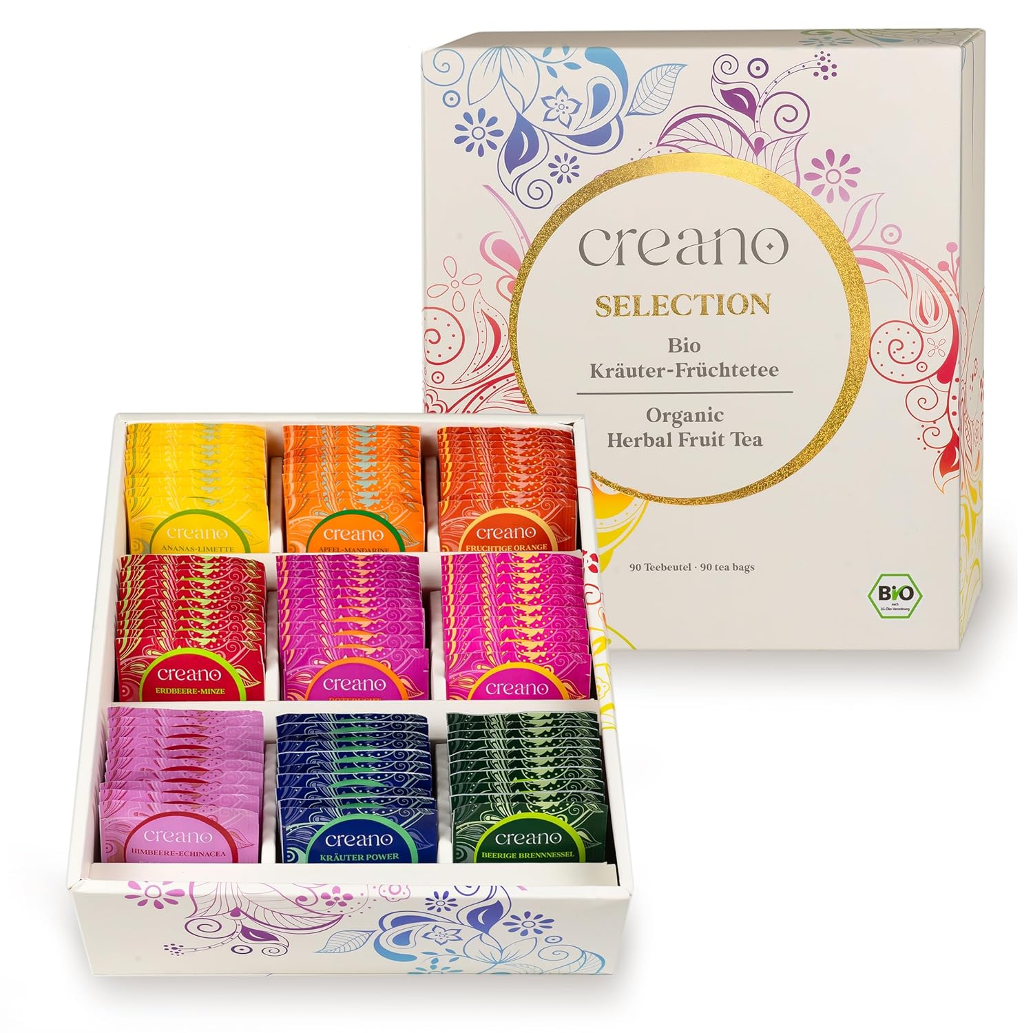 Thumbnail 6 de Creano Bio Früchtetee & Kräutertee Geschenkset – 45 Bio-Teebeutel in 9 Sorten, koffeinfrei