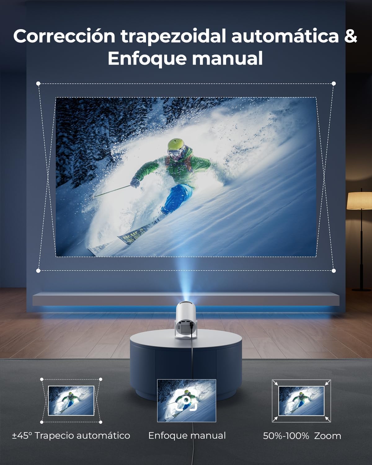 Detalle de Proyector Portátil 4K con Android 14 y Apps Integradas de Einyoumily