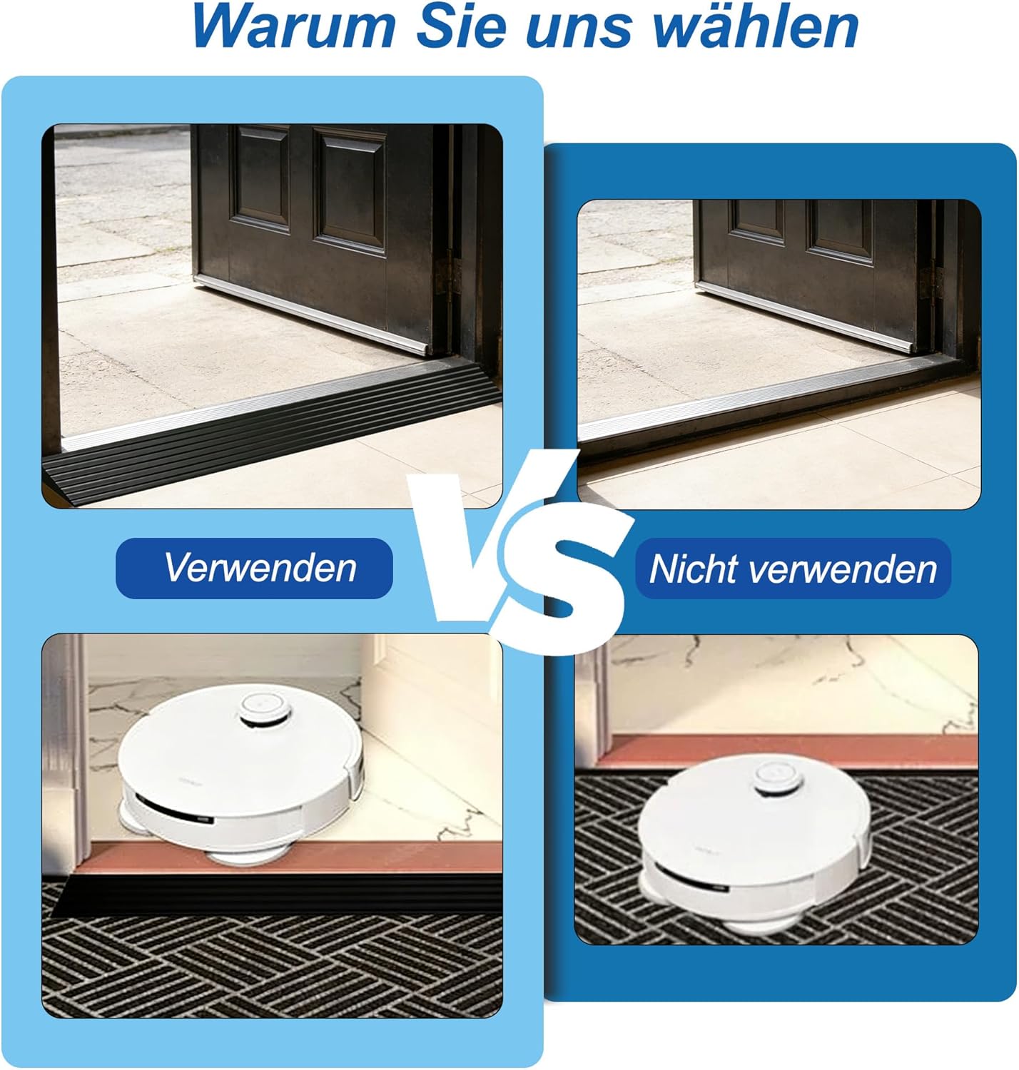 Thumbnail 6 de CUTIS Türschwellenrampe 90 x 6,5 x 2,5 cm (Schwarz) – Rampe für Saugroboter, Kinderwagen, Rollatoren und E-Scooter