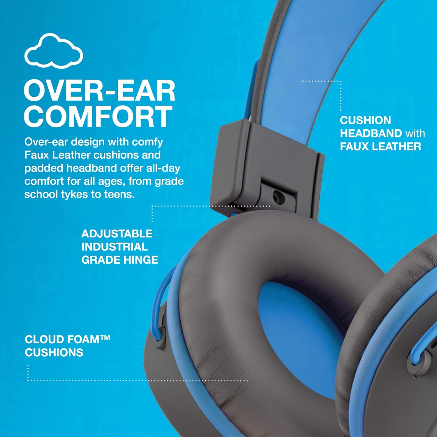 Thumbnail 4 de JLab JBuddies Studio : casque audio enfant avec fil, limiteur de volume et micro (bleu)