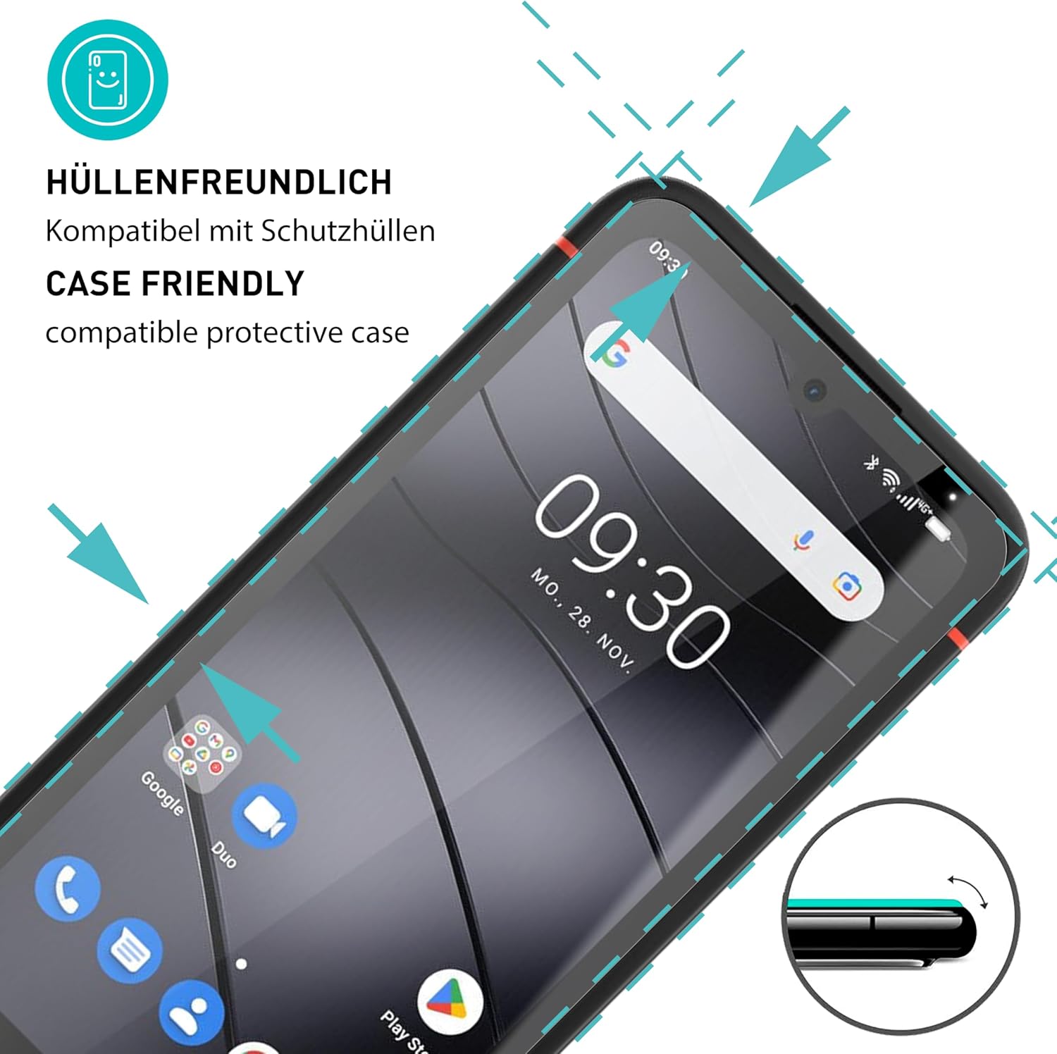 Detalle 2 de SmarTect Gigaset GX4 Tempered Glass Screen Protector, 9H, 0.3 mm, 3-Pack