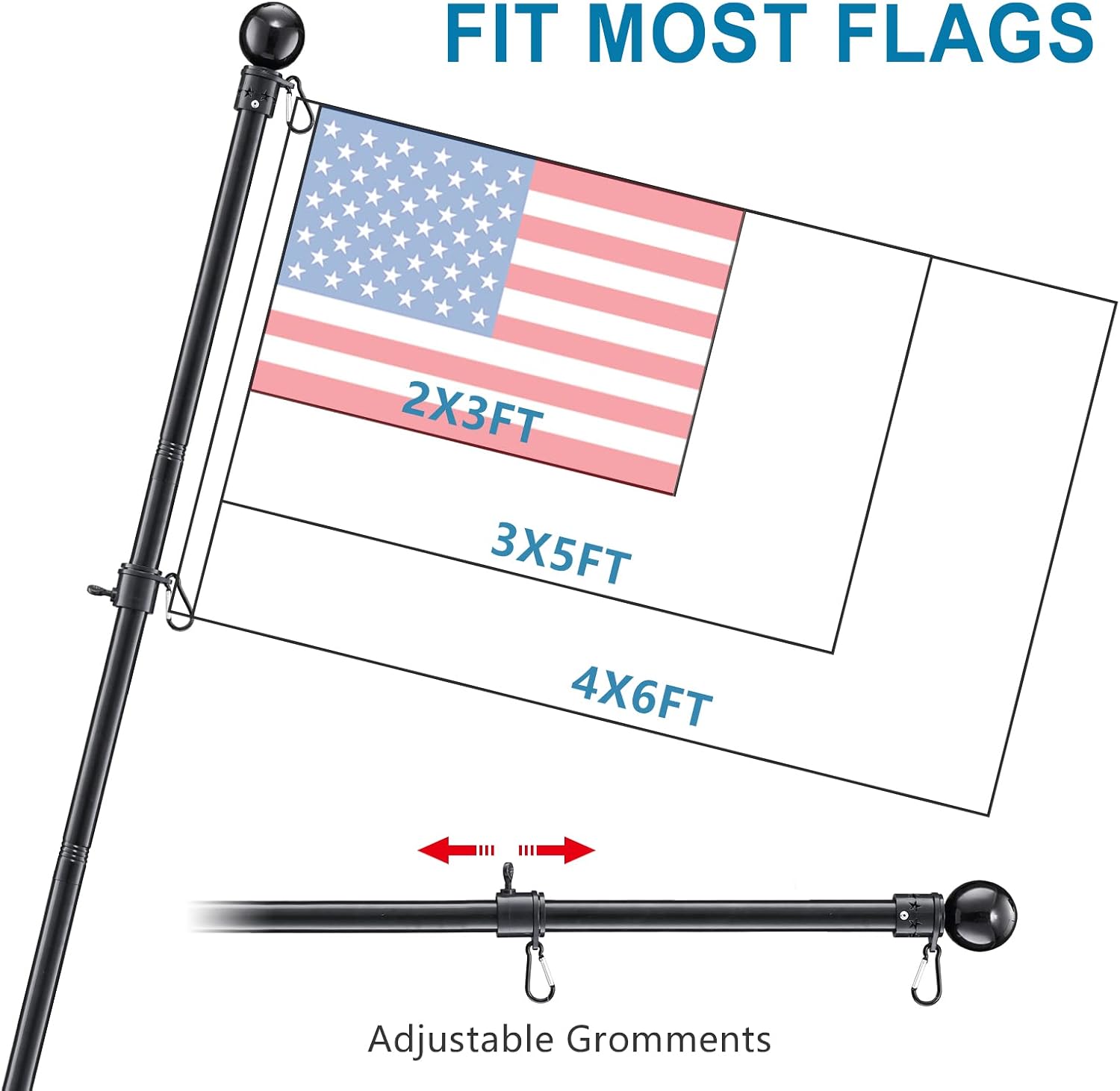 Thumbnail 3 de Stainless Steel Flagpole Kit, 5 ft
