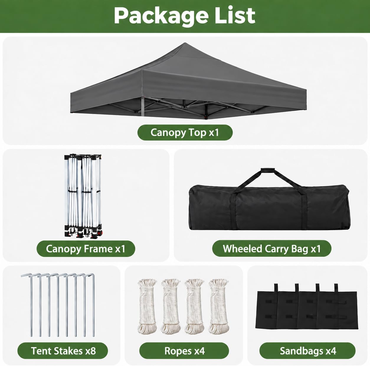 Detalle de Aoxun 10x10 Pop-Up Canopy Tent, Gray, 420D Oxford Fabric with Wheeled Bag