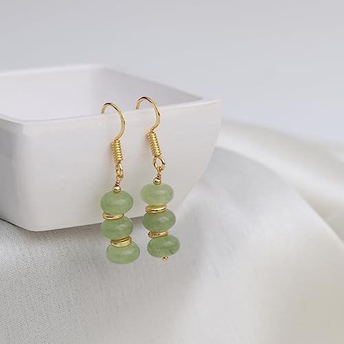 Detalle de GEMPiRES Nature’s Treasure: Natural Sage Green Prehnite Rondelle Bead Earrings