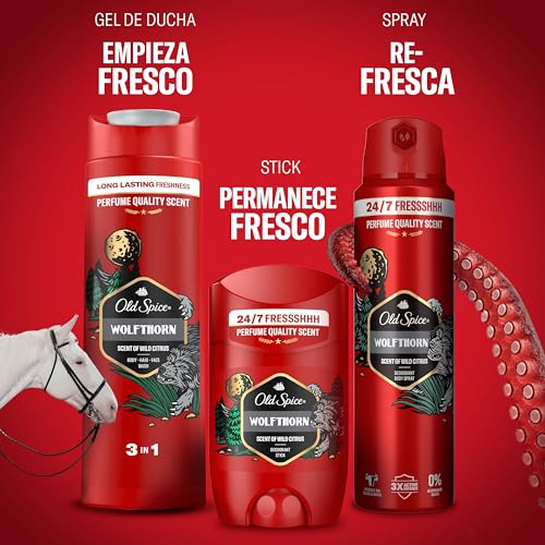Detalle de Old Spice Wolfthorn desodorante en barra para hombres (4x50 ml) con frescura 24 horas
