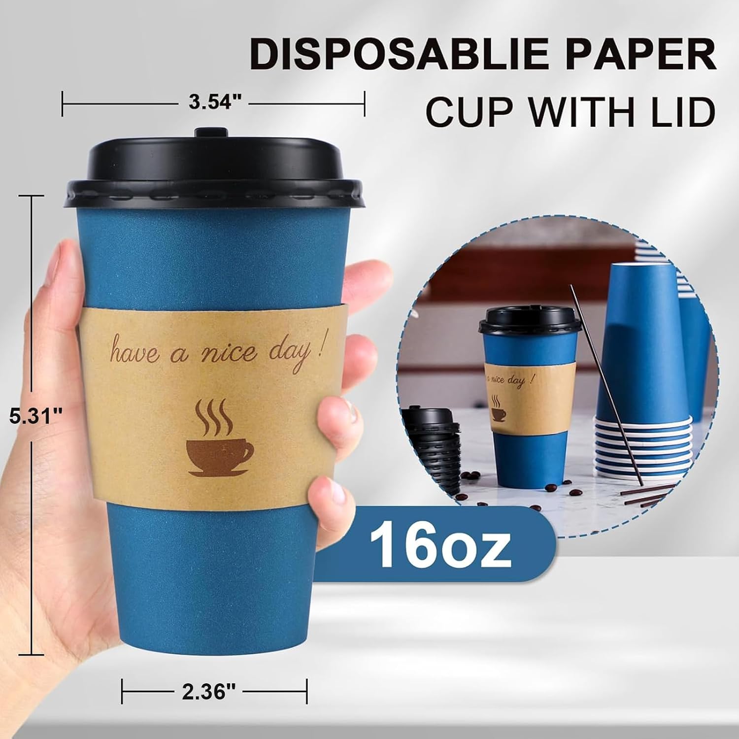 Detalle 2 de Clawsoff 16 oz Disposable Coffee Cups Navy
