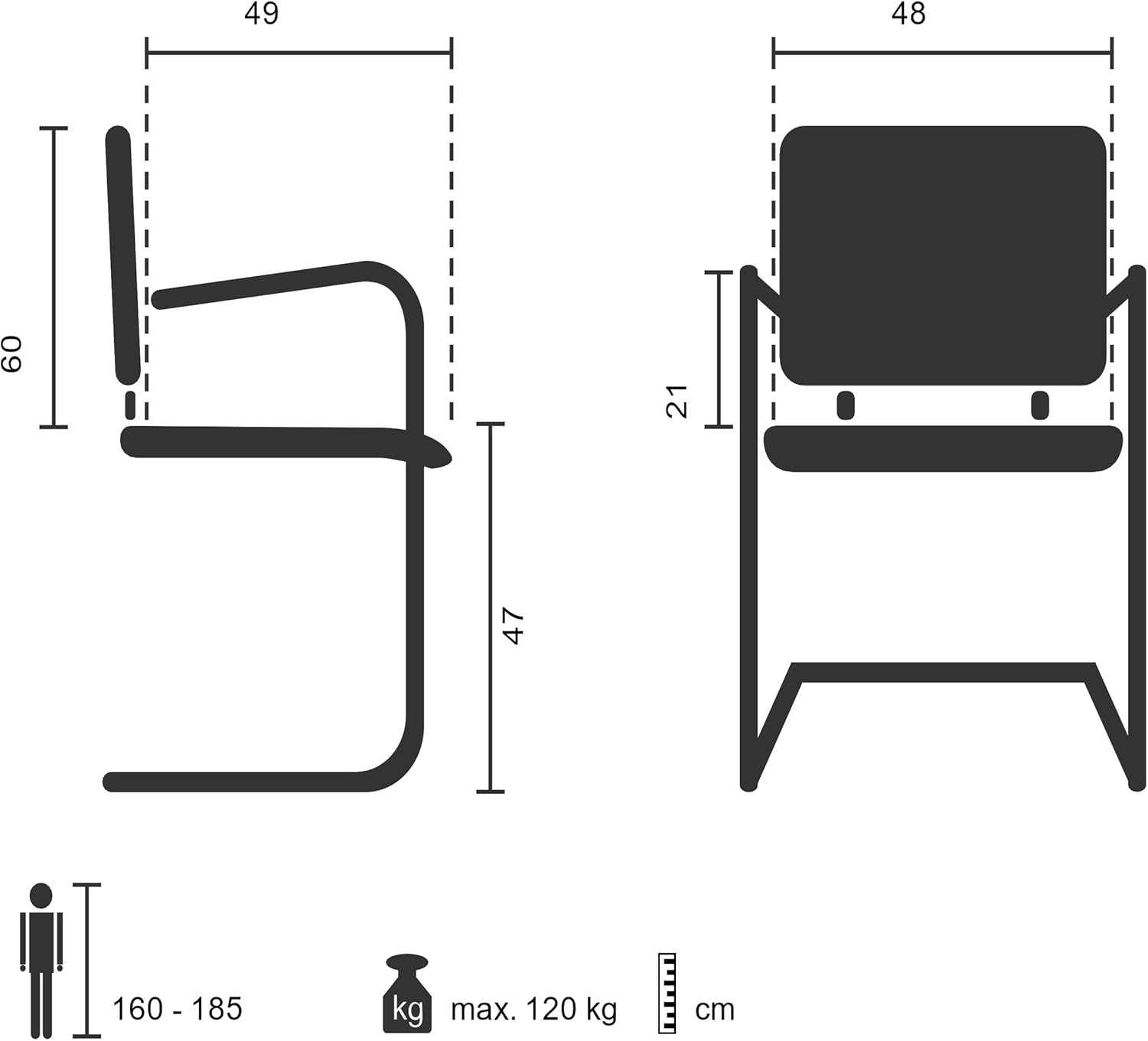 Thumbnail 2 de HJH Office 751003 sedia visitatore BRETON V B: cantilever, tessuto nero, braccioli