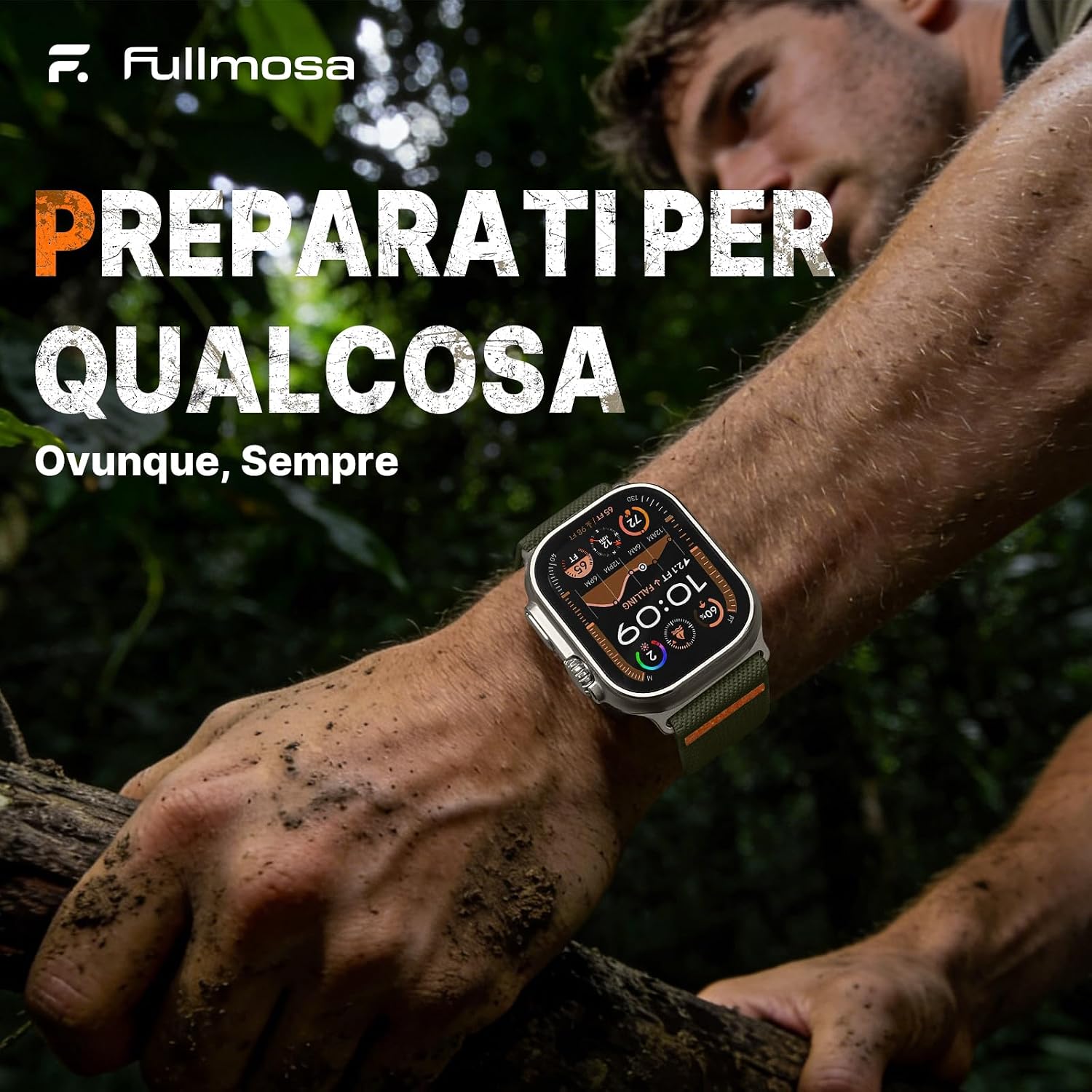Detalle de Fullmosa Cinturino per Apple Watch SE3 44/49 mm - Nylon elastico, traspirante, 2 pezzi