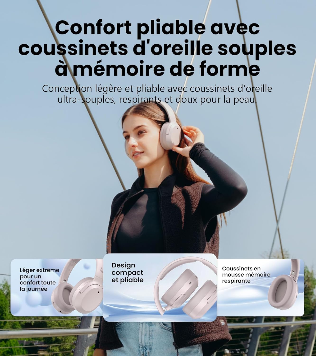 Thumbnail 6 de Edifier W820NB Plus Gen 2 : casque audio over-ear sans fil pliable avec ANC jusqu’à -49 dB et LDAC