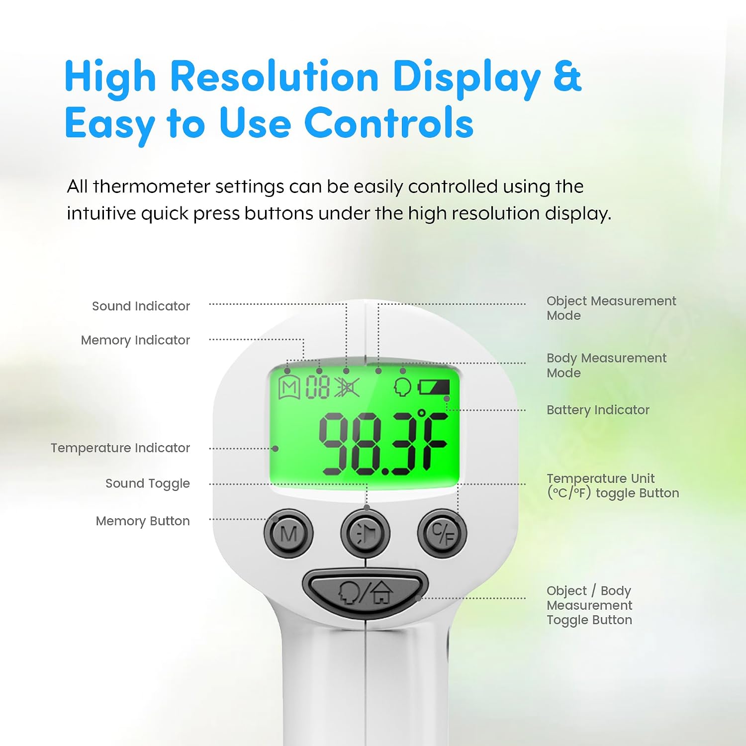Thumbnail 2 de THERMOBIO 6297001583562 Touchless Infrared Forehead Thermometer, Body/Object Modes
