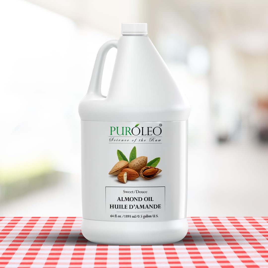 Detalle de PURÓLEO Sweet Almond Oil, 1900 mL for Skin, Hair and Massage