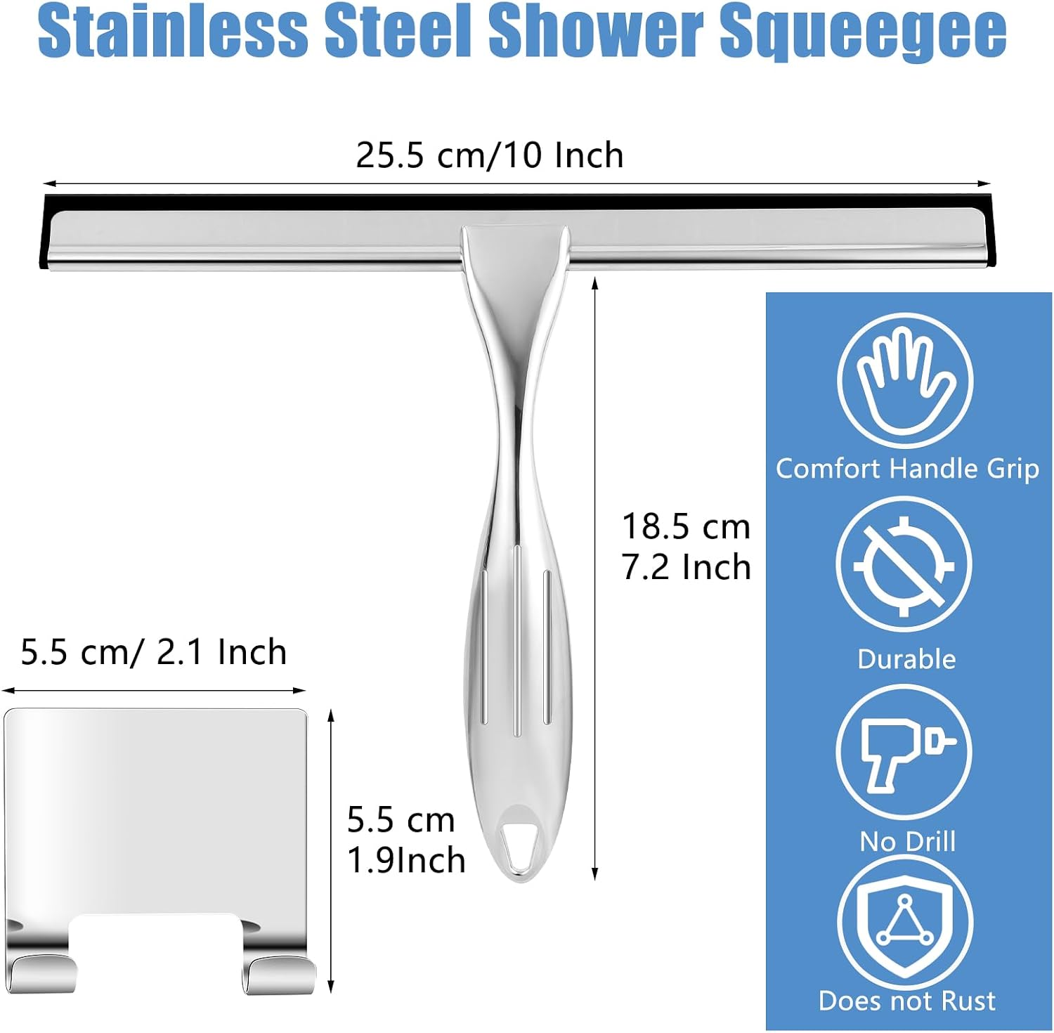Detalle 2 de Shower Squeegee 10 Inch Stainless Steel Window Cleaner