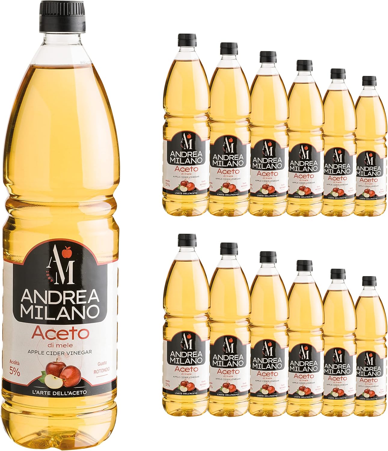 Detalle de Andrea Milano Aceto di Mele 12x1 L — Gusto Delicato e Aromatico, ideale con verdure cotte e crude