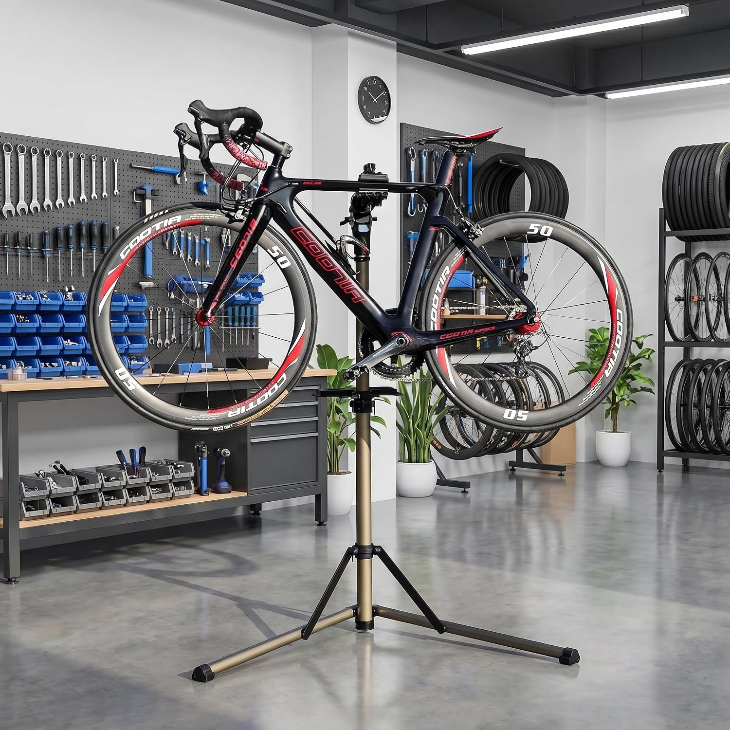 Detalle 2 de CXWXC Bike Maintenance Stand – Foldable, 360° Grip, 88 lb Load Capacity