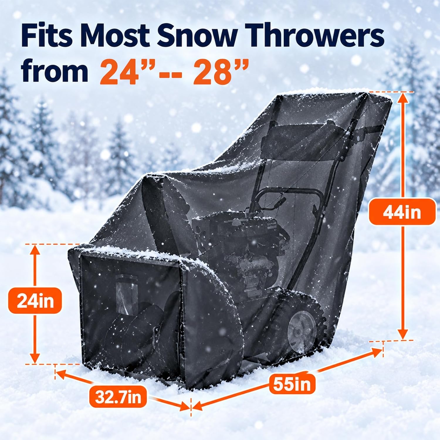 Detalle de CGLEAM Snow Thrower Cover, 600D Oxford Waterproof Fabric with Windproof Buckles