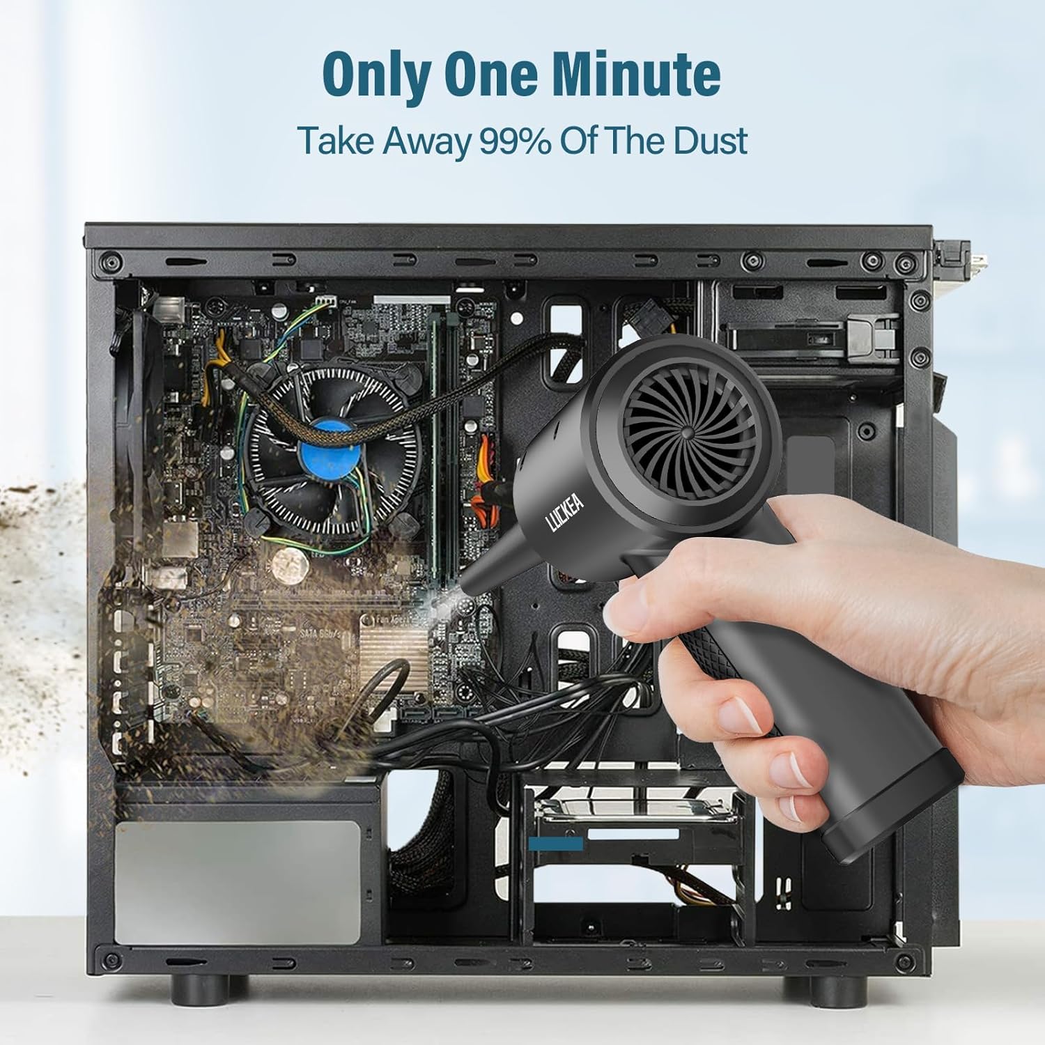 Thumbnail 1 de Souffleur Air Comprimé & Souffleur PC sans fil 3 vitesses avec LED et batterie 6000 mAh – mini souffleur PC / voiture