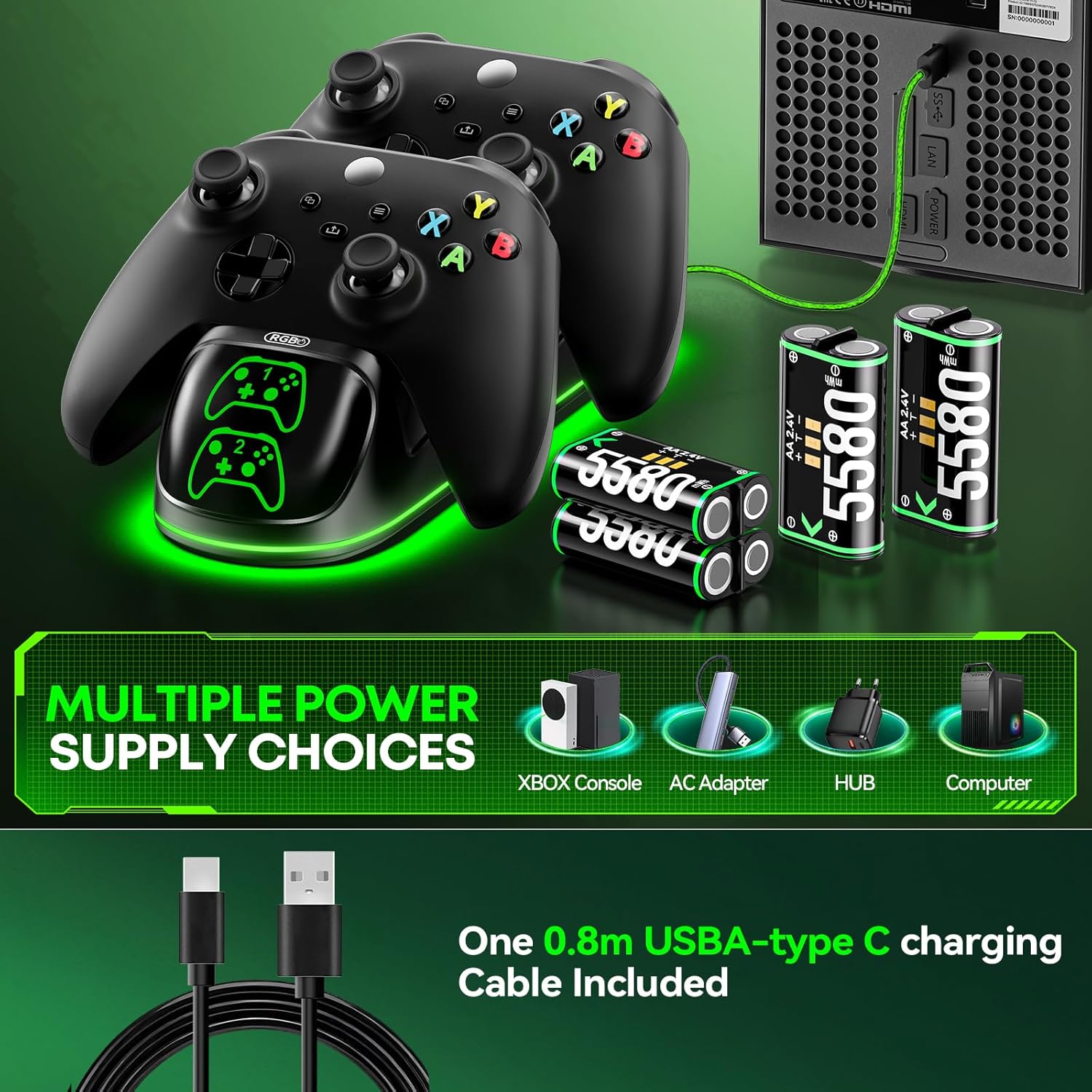 Thumbnail 3 de OIVO Controller Charging Dock with 4 x 5580mWh Rechargeable Battery Packs for Xbox One/Xbox Series X/S