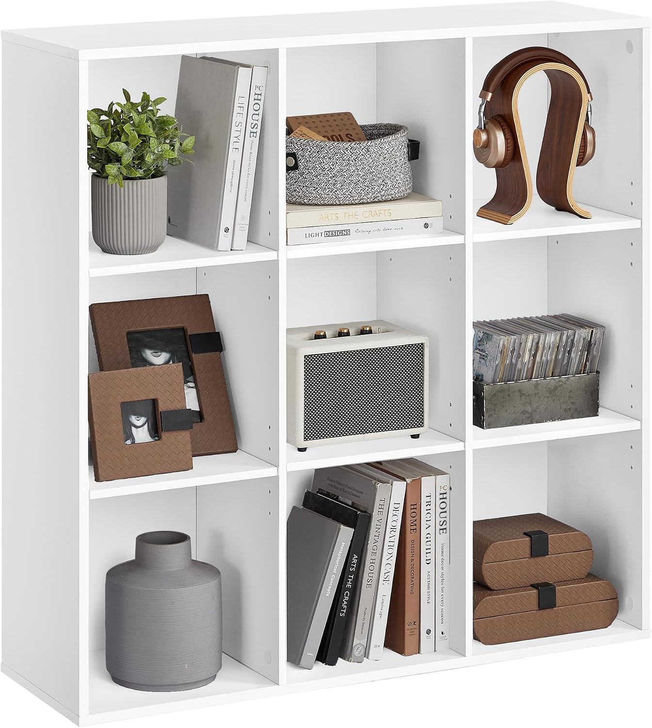 Detalle de VASAGLE LBC177W01 9‑compartment bookcase