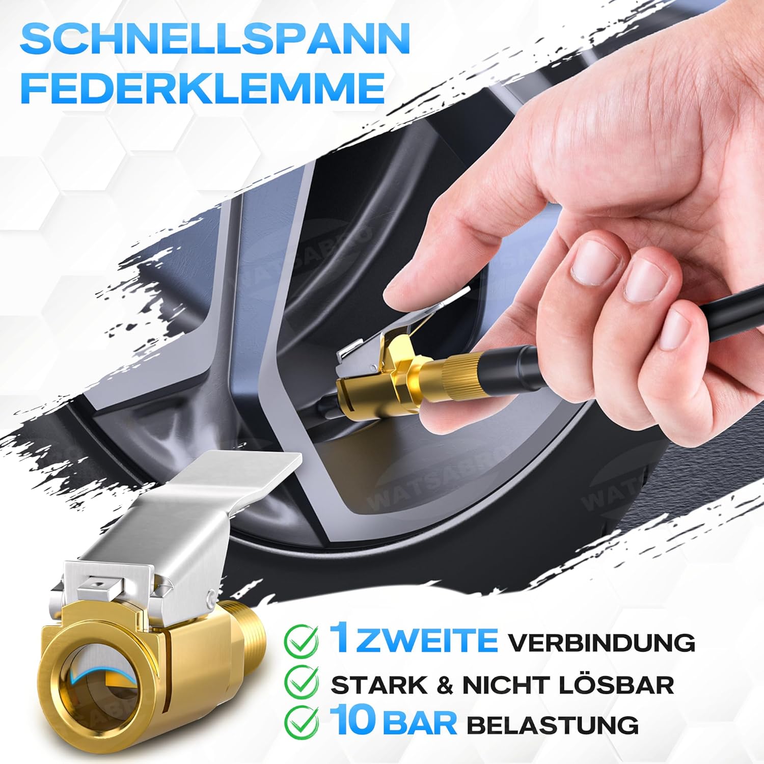 Thumbnail 1 de WATSABRO Fahrradventil Adapter-Set: Autoventil, Französisches Ventil und Dunlop Adapter