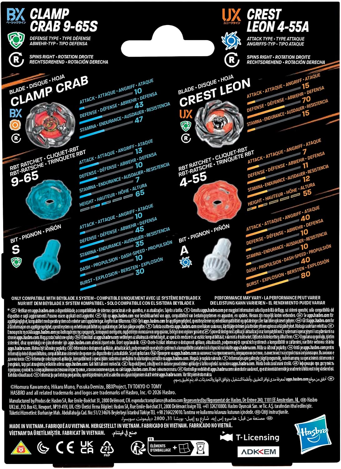Thumbnail 6 de Hasbro Beyblade X Clamp Crab 9-65S BX & Crest Leon 4-55A UX duopack