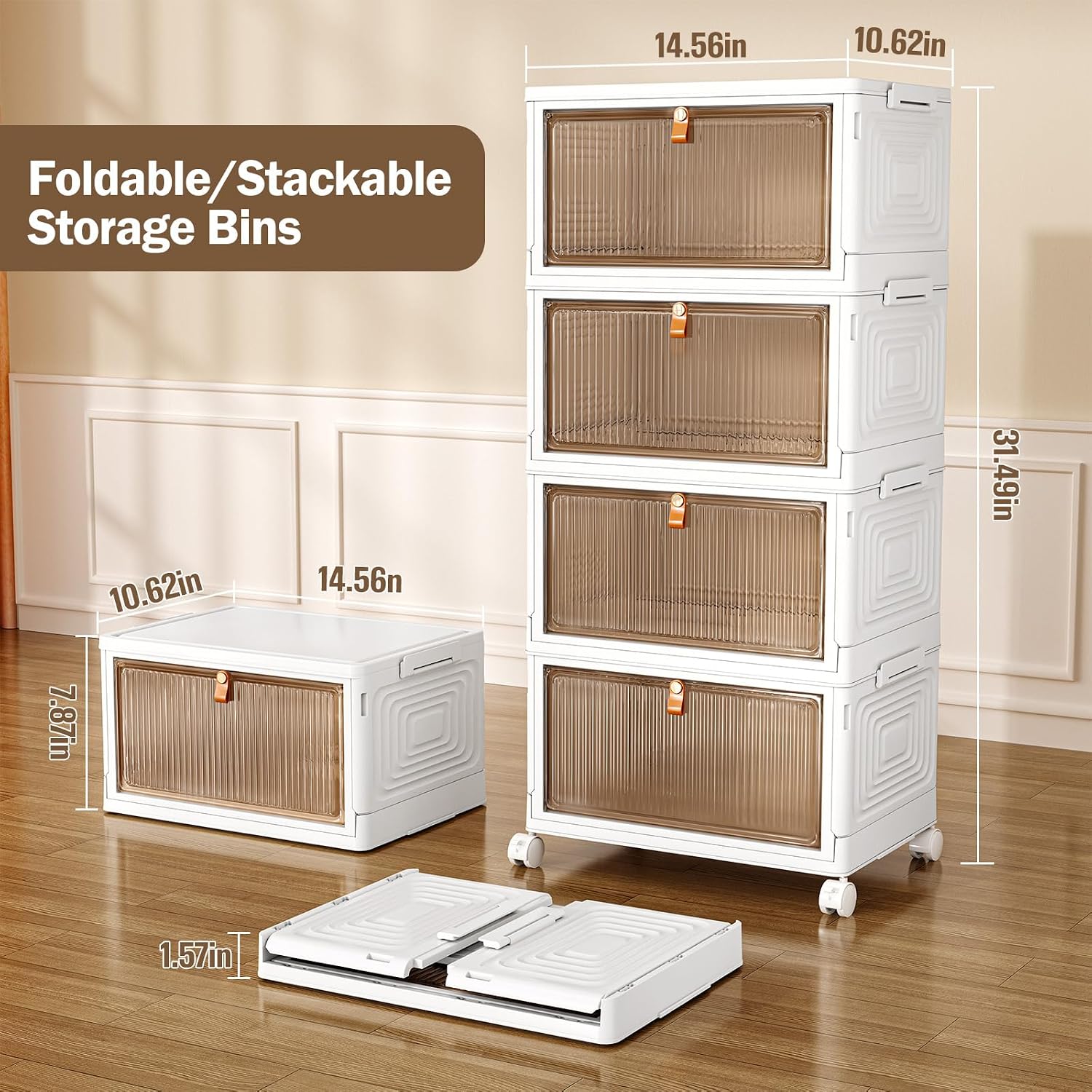 Detalle de SNSLXH 1579 4-Tier Stackable Storage Bins, 23-Quart with Wheels
