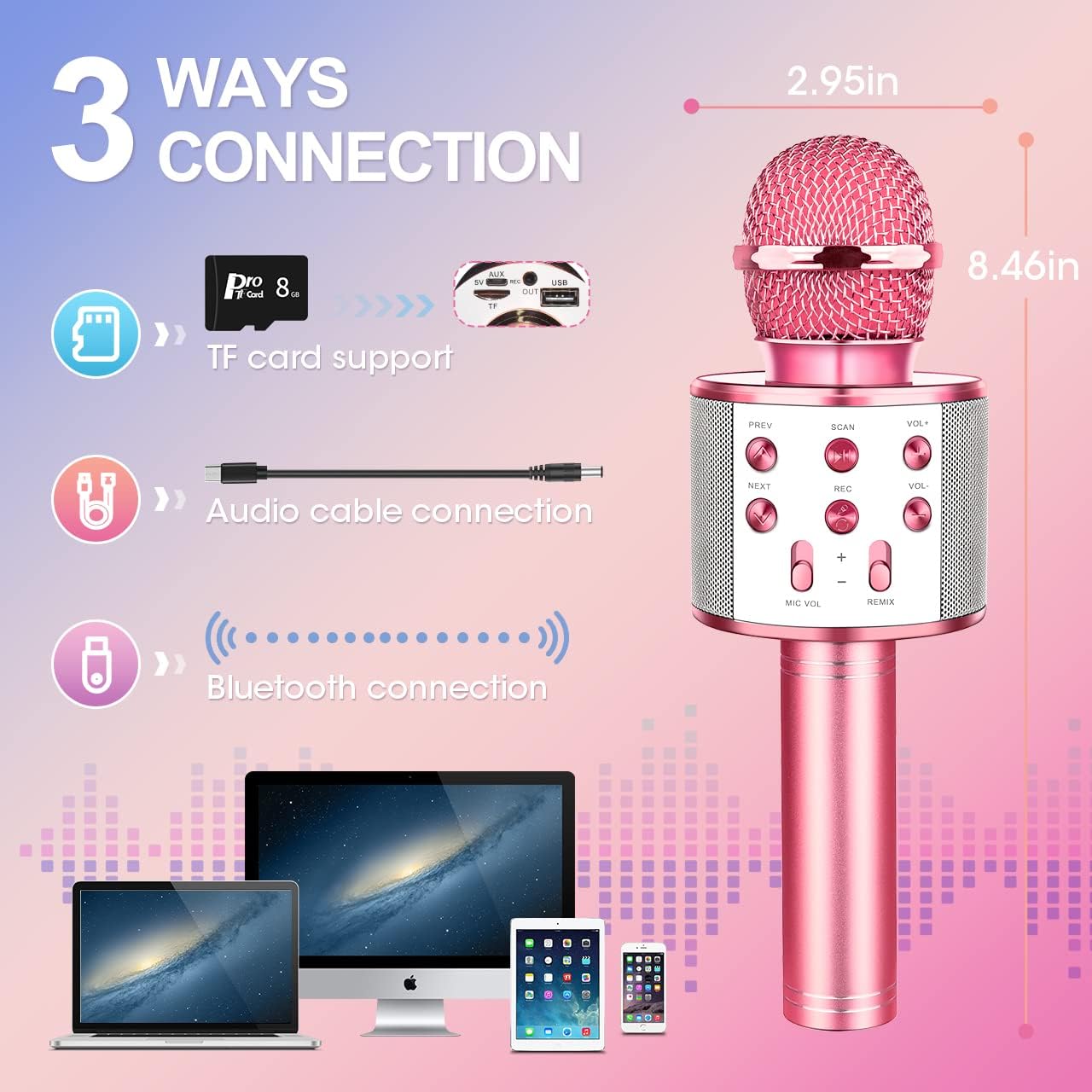 Detalle 2 de GeschenPark Microfono Karaoke Bluetooth per bambini 4‑12 anni 🎤