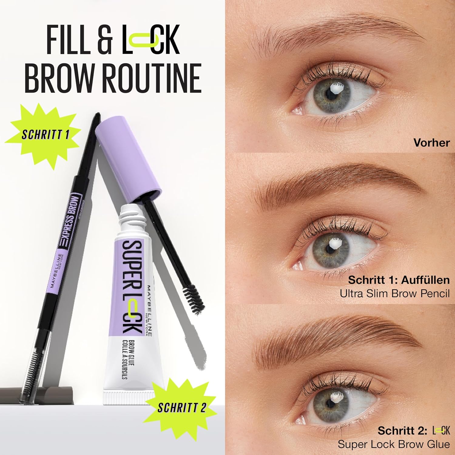 Thumbnail 6 de Maybelline New York Super Lock Brow Glue Augenbrauengel (Taupe) – starker Halt ohne Abblättern oder Kleben, mit Styling-Bürstchen