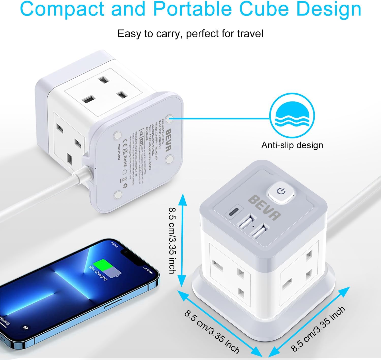 Thumbnail 4 de BEVA 4 Gang Extension Socket with 3 USB 3m