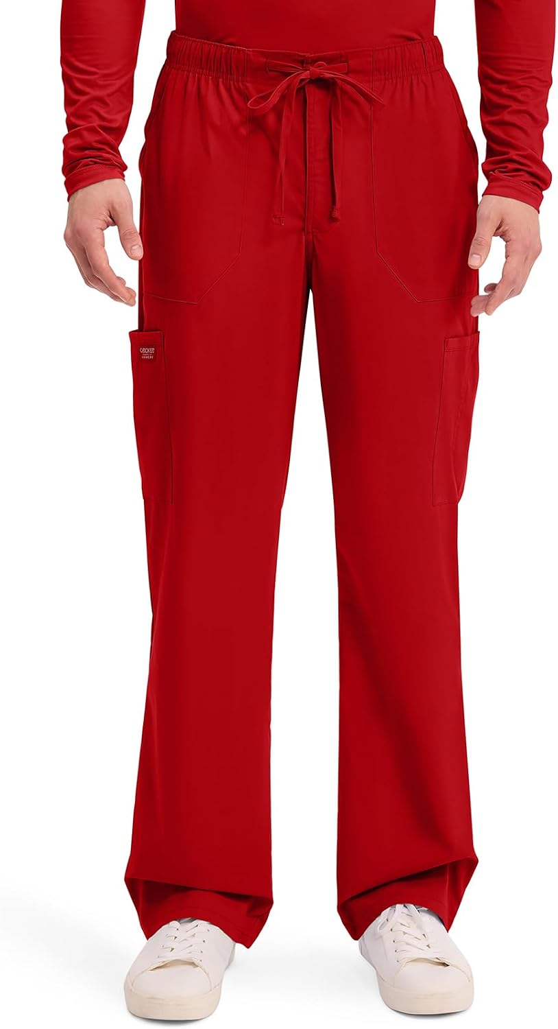 Detalle de Cherokee WW Professionals WW190 Men's Tapered Cargo Scrub Pants, 2-Way Stretch