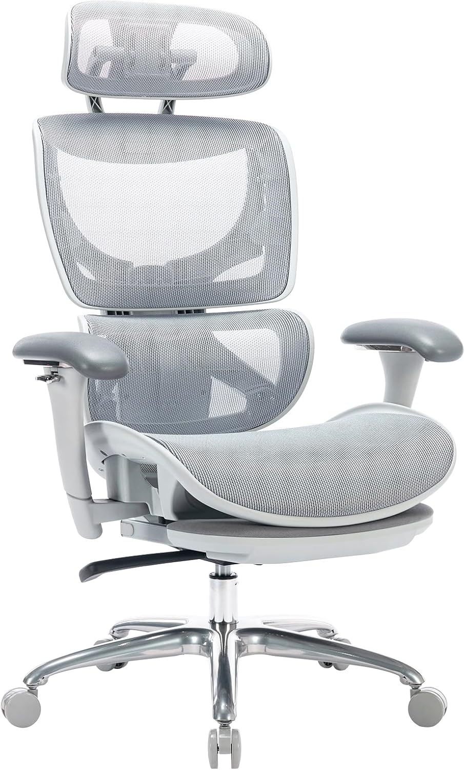 Detalle de COLAMY 5188-Grey Ergonomic Mesh Office Chair with Footrest and 3D Arms