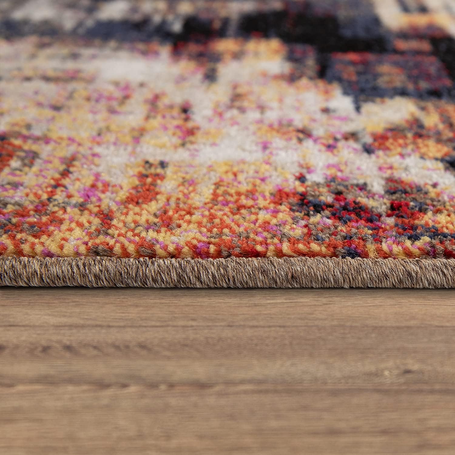 Detalle de Paco Home tapis salon vintage industriel à poils courts 80x150 cm (rouille, multicolore 7)