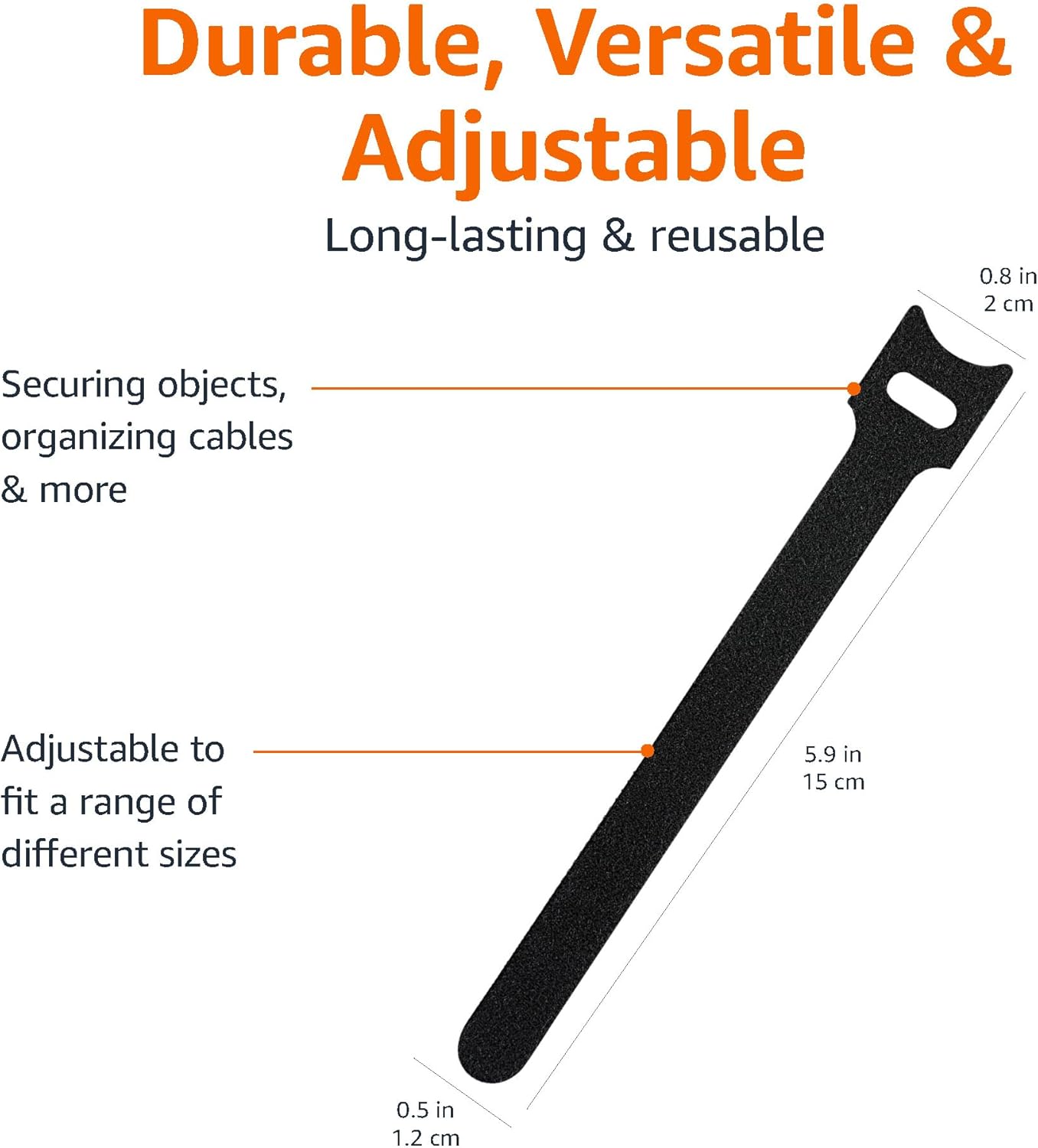 Detalle de Amazon Basics Adjustable Cable Straps, 100 Count – Black