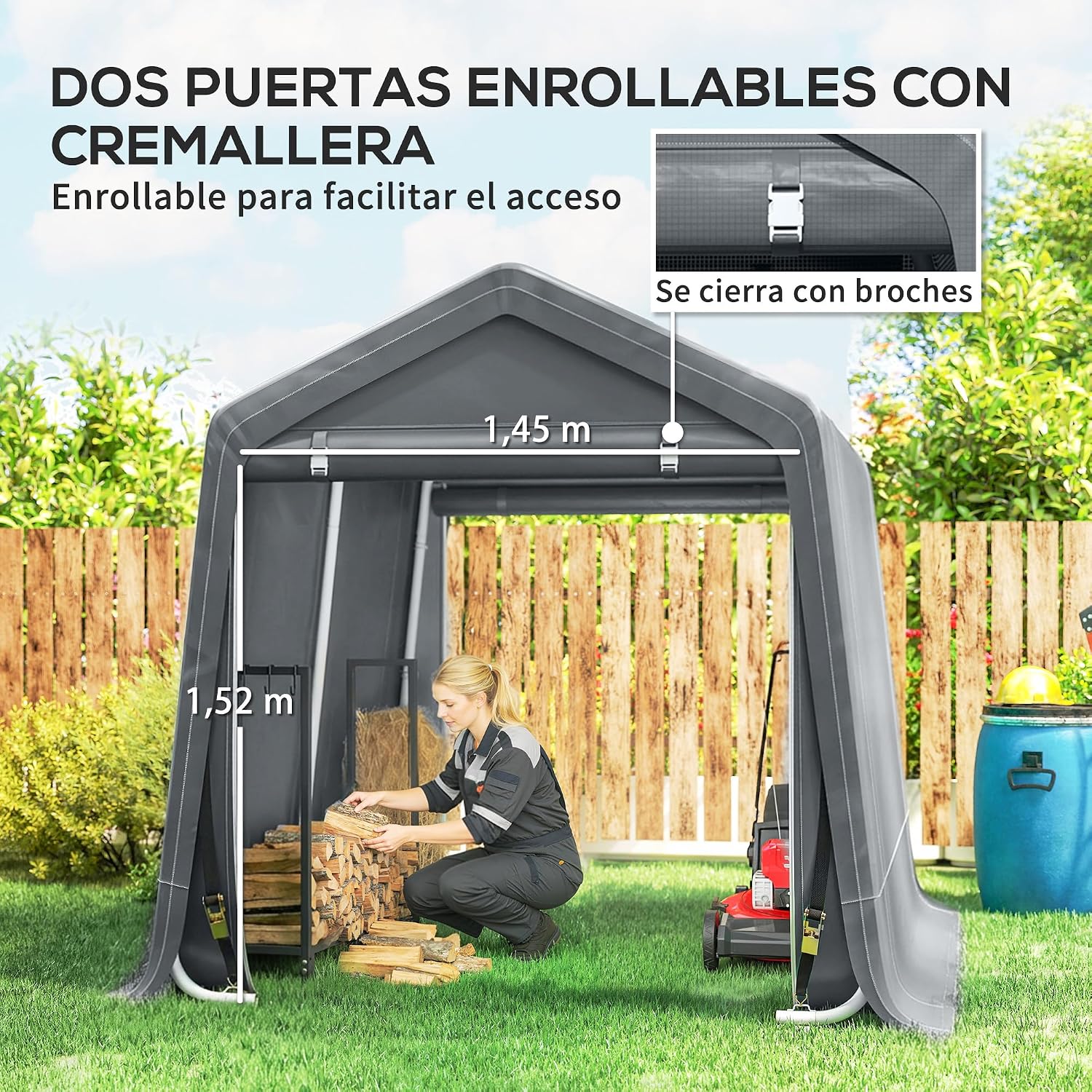 Detalle 2 de Outsunny Carpa jardín 2,4x2x2 m para herramientas