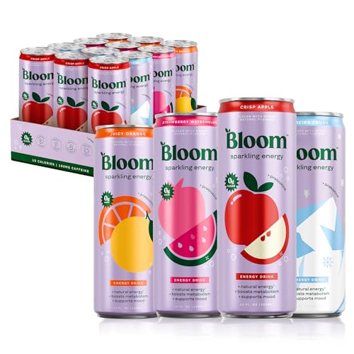 Detalle de Bloom Nutrition Zero Sugar Energy Drink Variety Pack (12oz, 12pk) — Clean, Flavorful Boost Without Sugar