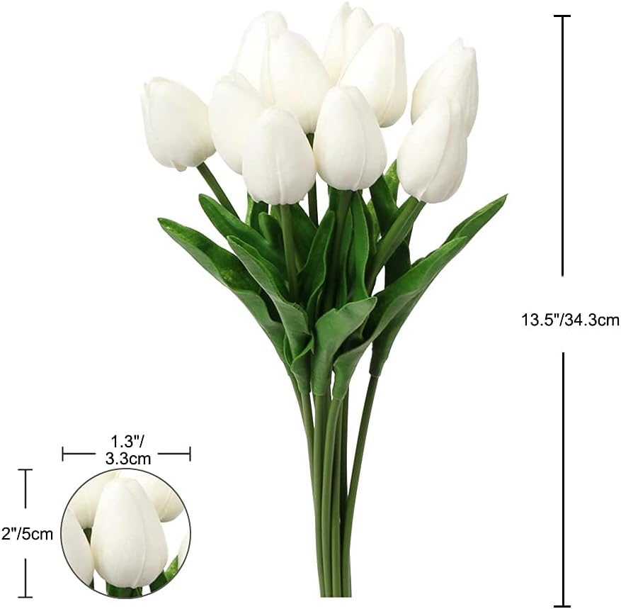 Detalle de 10er Set künstliche Tulpen mit Real-Touch-Latex (3,7 cm Blüte) – für Home-Party, Hochzeit & Deko