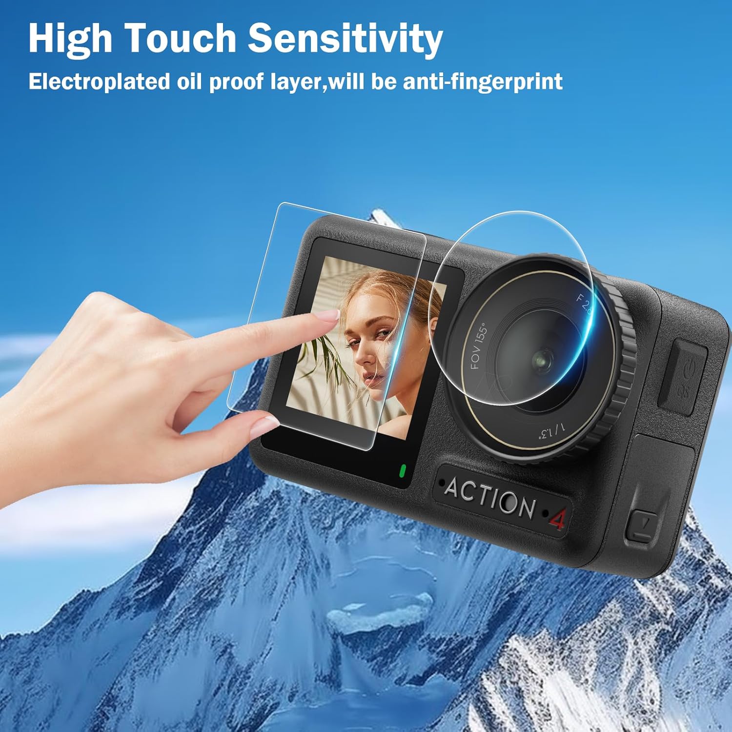 Thumbnail 1 de Simpeak 4 Set Screen Protectors for DJI Osmo Action 4 — Lens, Front and Back Screens, 9H Tempered Glass