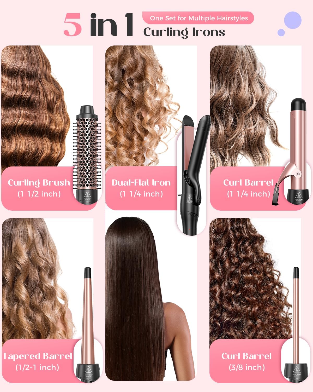Detalle 2 de Lopeie 5-in-1 Curling Iron 1/2–1½" set 💇♀