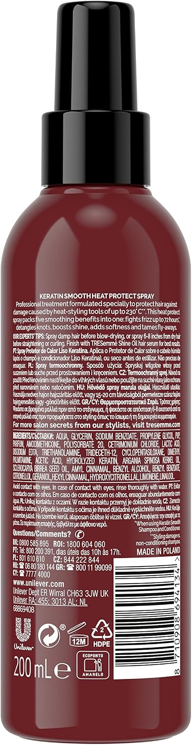 Detalle de TRESemmé Keratin värmeskyddande spray, aerosol, 200 ml