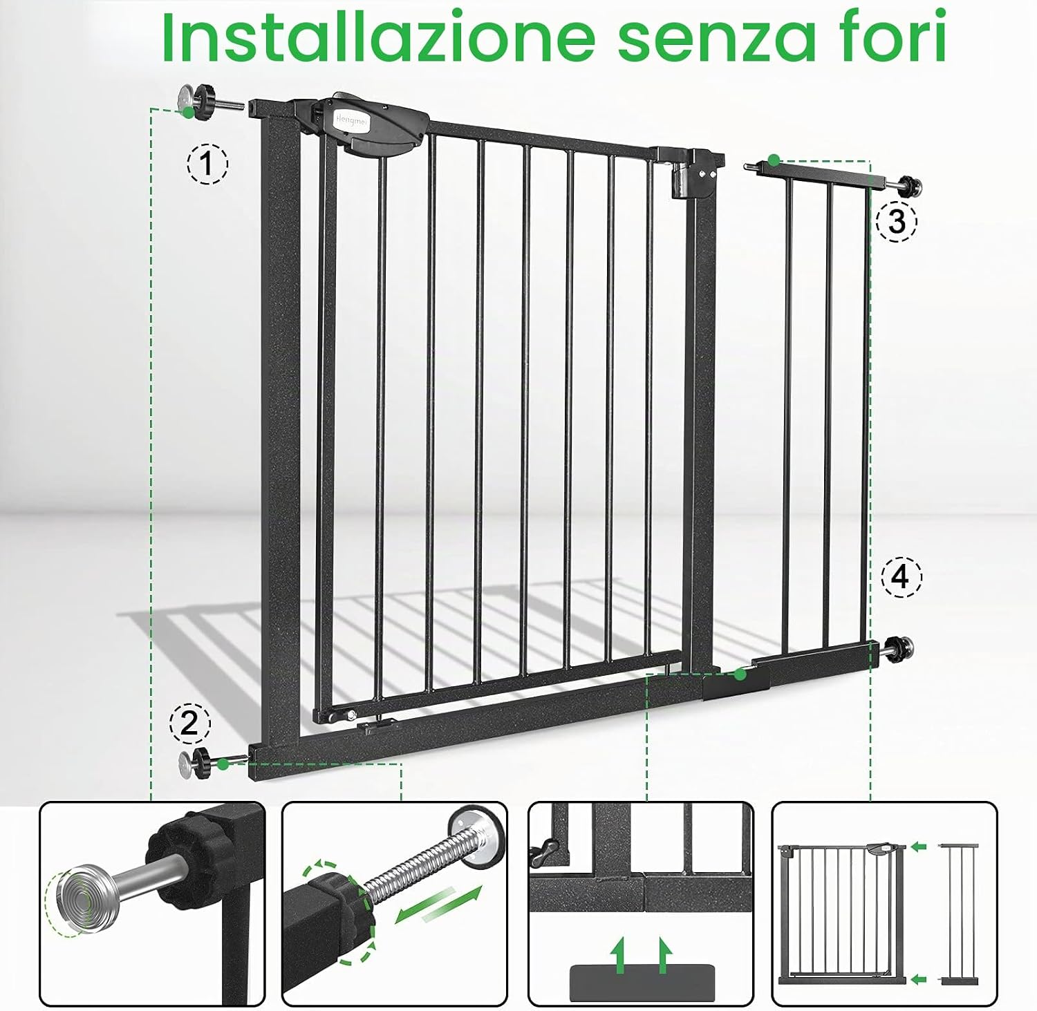 Thumbnail 4 de Aufun Griglia di protezione per porte e scale (85–95 cm) - chiusura automatica, senza fori, apertura 180°