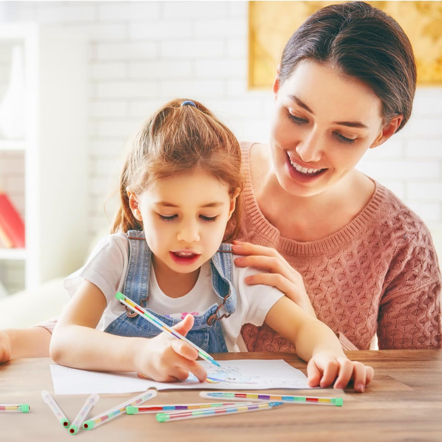 Thumbnail 4 de Vicloon Crayon de Couleurs en Cire et Empilables – 12 blocs colorés pour enfants