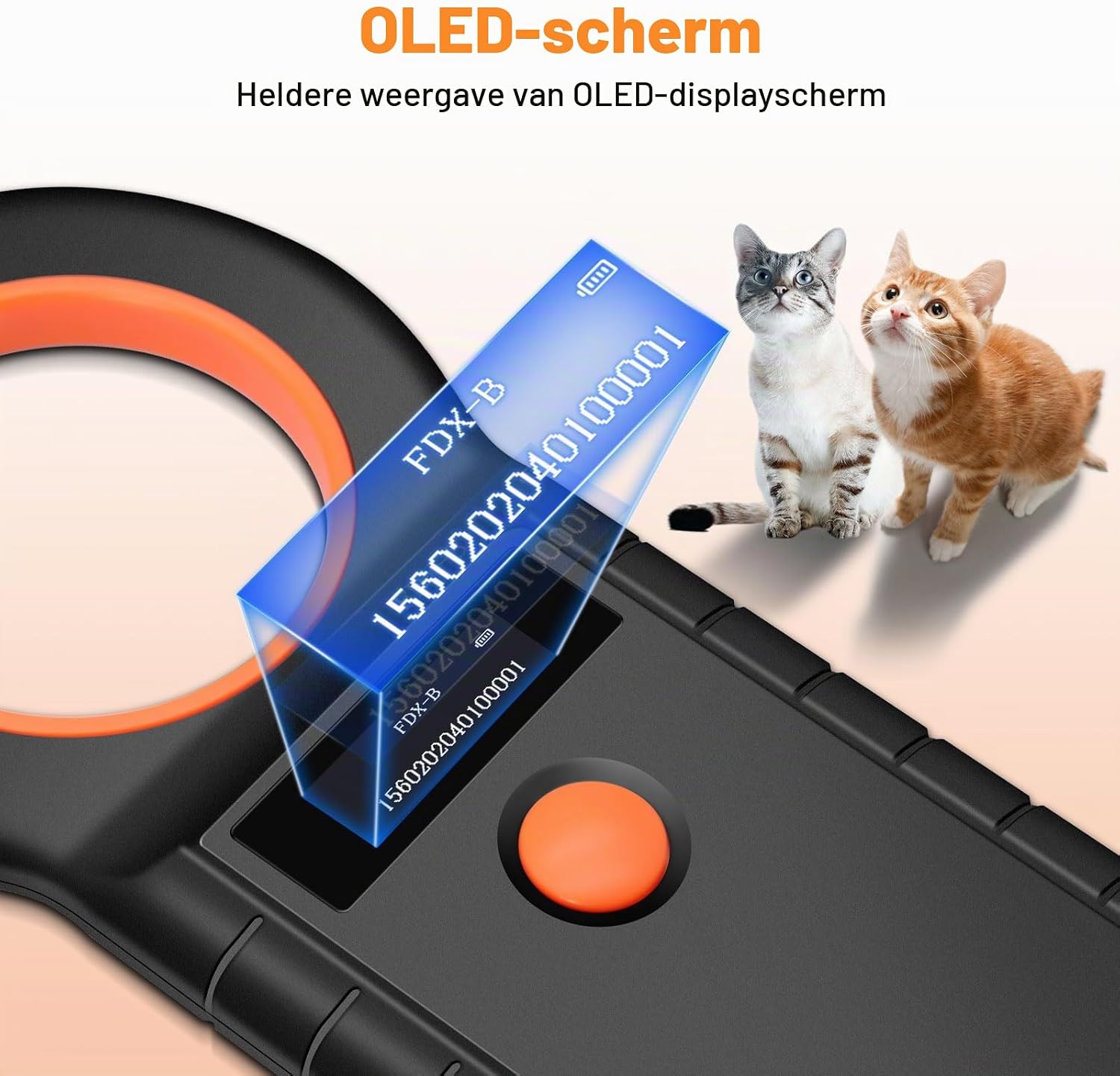Thumbnail 3 de Pixelure USB-microchipscanner voor huisdieren met OLED-display en 128 geheugenplaatsen