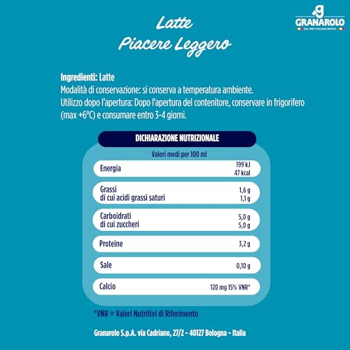 Detalle 2 de Granarolo Latte Parzialmente Scremato 1 L -: 6 Confezioni di Latte 100% Italiano, UHT a Lunga Conservazione