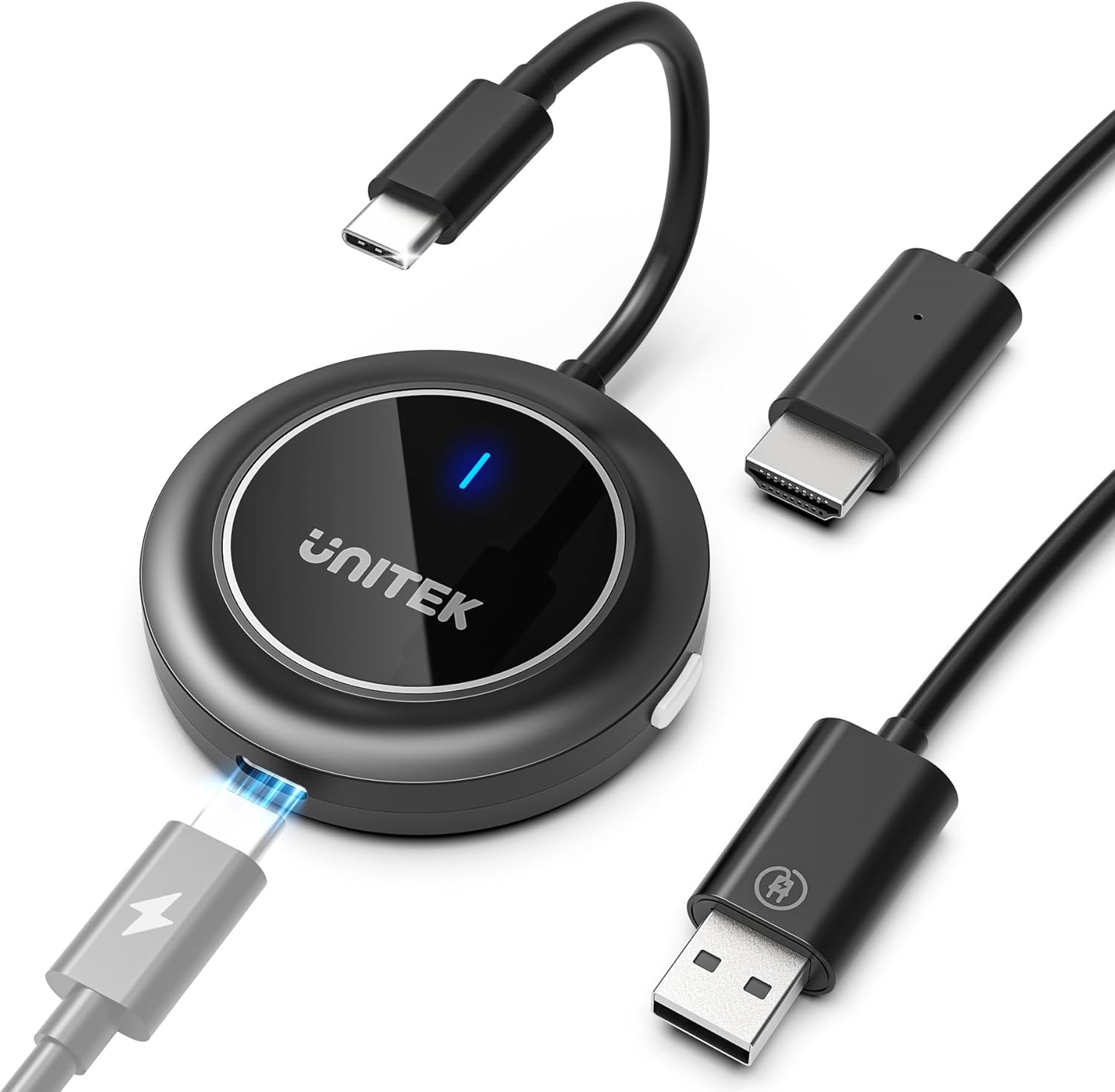 Unitek émetteur & récepteur HDMI sans fil USB‑C (PD 3.0) – extension sans fil FHD pour ordinateur portable vers TV/projection