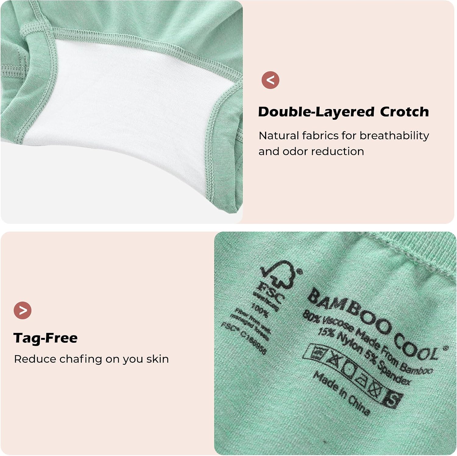 Thumbnail 4 de BAMBOO COOL Womens Seamless Boyshorts Underwear (Mid Rise) – Breathable Stretch 5-Pack