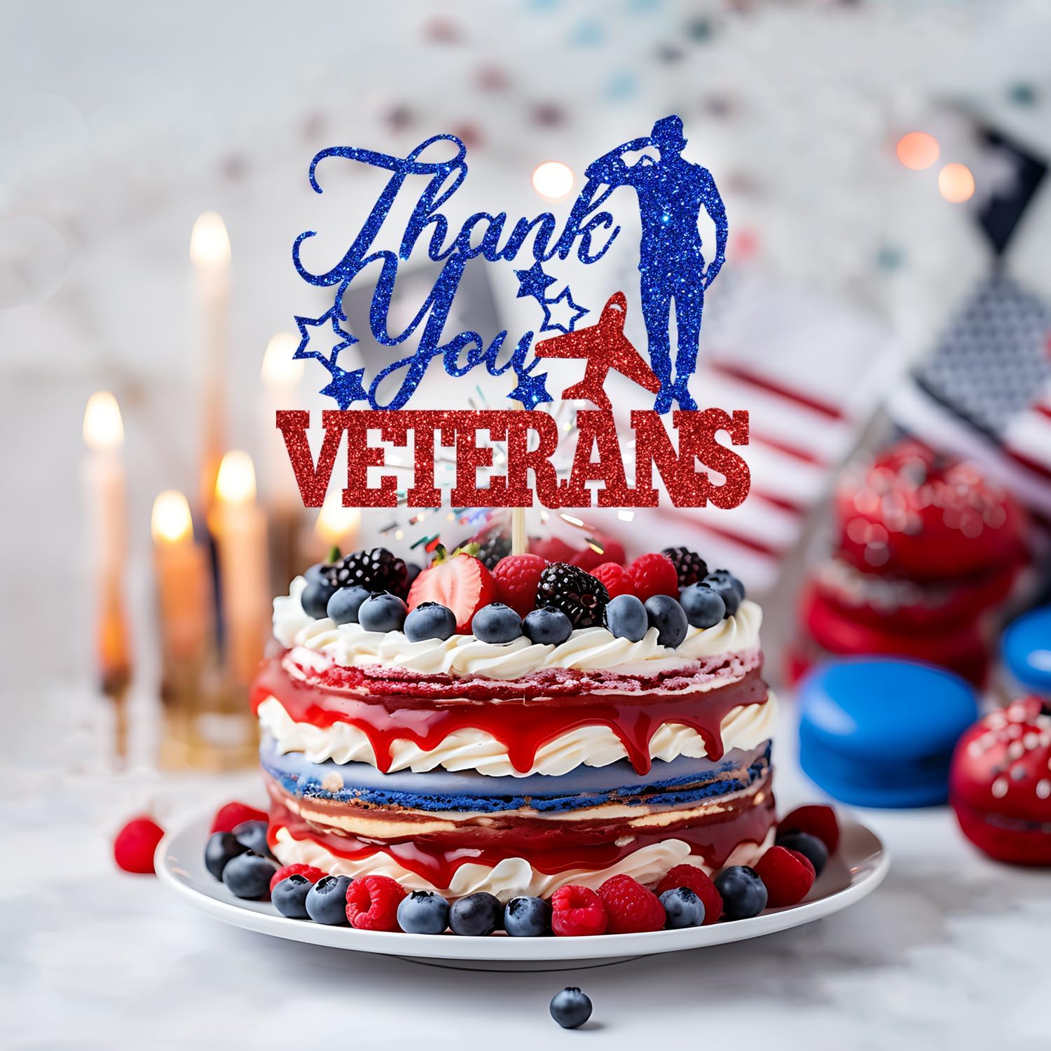 Thumbnail 2 de Thank You Veterans Cake Topper